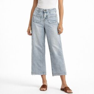 NWT Frye Cropped Wide Leg Jeans Denali Wash Raw Hem Women’s Size 24